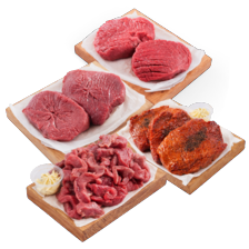 Malse runder- of kogelbiefstuk, biefstukpuntjes of rundersteaks